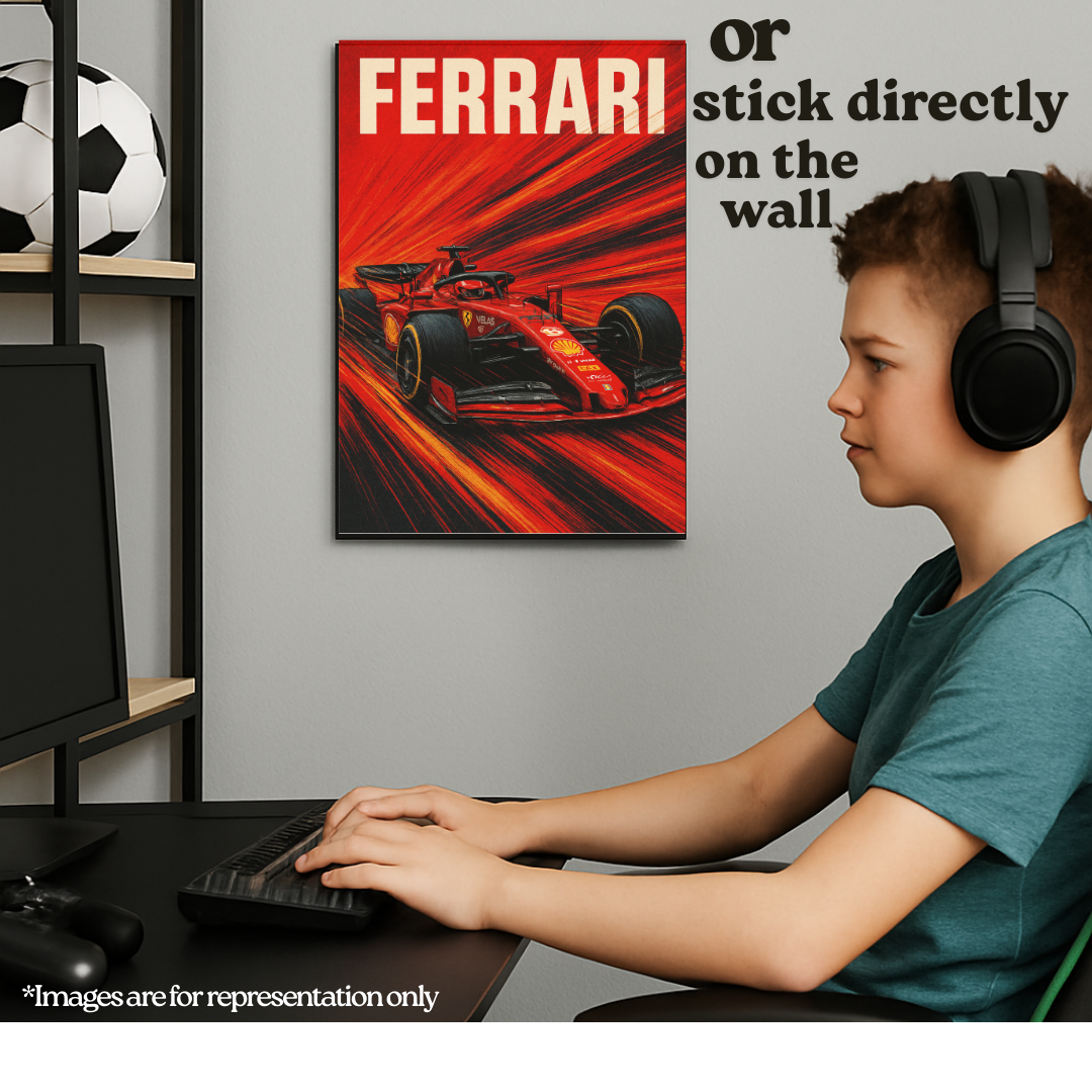 Ferrari F1 Car | Red Crayon Style A3 Poster