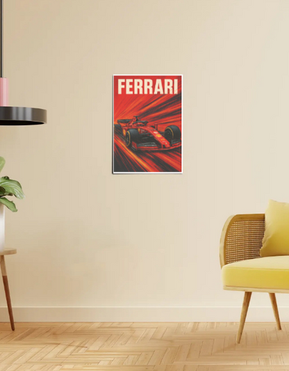 Ferrari F1 Car | Red Crayon Style A3 Poster