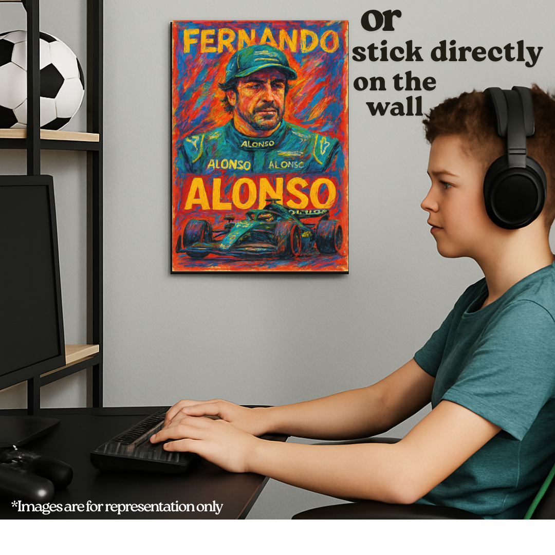 Fernando Alonso | Crayon Stroke F1 A3 Poster